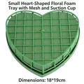 Heart-shaped green floral foam block with suction cup for wedding car decoration, 18x19cm - Small Heart with Net and Mud (Suction Cup) / 18x19cm