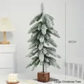 60cm flocked artificial Christmas tree with rustic wooden base for festive home tabletop decor - New Large Christmas Tree / 60CM