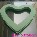 Green heart-shaped wedding car floral foam ring with suction cup base 53x50cm size - Large Heart Ring with Mud (Suction Cup) / 53x50cm