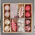 Set of assorted Christmas ornaments with red and gold balls and leaves in a craft box - Christmas Ball A / 40Pcs Pack