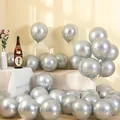 Premium metallic silver balloons for party decoration shown in a festive room setting - Silver