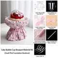 Handmade DIY cake bouquet wrapping material kit in pink theme with bow and tissue paper - Small Pink Base Bowknot / Single Set