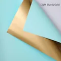 Double-sided waterproof flower wrapping paper in light blue and gold finish - 55x53cm (20 Pieces/Pack) / Light Blue & Gold