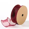 Elegant bordeauxrood chiffon fishtail lint voor luxe bloemenverpakkingen en boeketten van bloemen - 4.0CM*10 Yards / Overlockt Bourgogne