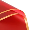 Carta da imballaggio per bouquet rossa con bordo dorato e texture opaca per fiori di lusso - Confezione da 20 / Rosso con bordo dorato