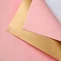 Elegant double-sided waterproof flower wrapping paper in soft pink and gold metallic finish - 55x53cm (20 Pieces/Pack) / Korean Pink & Gold