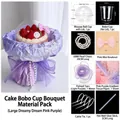 DIY cake bobo cup bouquet material kit in dreamy pink and purple with accessories - Large Dreamy Pink Purple / Single Set