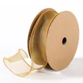 Elegant gouden fishtail gaaslint voor bloemverpakking en boeketdecoratie op rol - 4.0CM*10 Yards / Overlockt Koninklijk Goud
