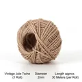 Natural brown jute twine roll 2mm diameter for DIY handmade crafts and gift wrapping - 1 Roll (2mm Diameter x 30m Length) / Natural