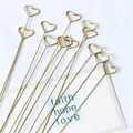 Goldenes herzförmiges Metall-Blumenkartenhalter-Set mit 30 cm Länge für Floristik - Herzförmig Klein