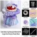 DIY cake cup bouquet material kit in dreamy purple blue theme for gift packaging - Large Dreamy Purple Blue / Single Set