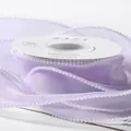 Light purple fishtail gauze ribbon with delicate white pearl bead edges for floral bouquets - 4.0CM*5 Yards / Lilac Purple (Artificial Pearl Edge)