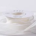 Elegant white fishtail organza ribbon with pearl bead trim for flower bouquets and gift wrapping - 4.0CM*5 Yards / Cream Yellow (Artificial Pearl Edge)