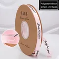 1cm roze polyester lint met Just for you print, 40 yards rol voor cadeauverpakking - 1.0cm*35 Yards / Roze Zwarte Letter