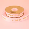 Hellrosa Ripsband mit Goldfoliendruck Love is Eternal für Blumen und Geschenke - Goldfolie Love Is Eternal / 2.5cm Breite / 32 Yards / Hellrosa