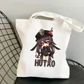 Genshin Impact Hu Tao Canvas Tragetasche, süße Anime Cartoon Schulter Einkaufstasche für Studenten. - Stil 21