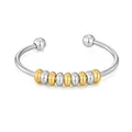Dettaglio bracciale rigido in acciaio inox con perle abaco bicolore oro argento - Stile Misto Oro e Argento (YB1222-GMIX)