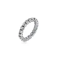 Close-up of stainless steel elastic ring featuring textured diagonal striped beads - Size 6 / Silver (JZ1221S)