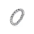 Macro view showing the detailed diagonal texture on silver stainless steel beads ring - Size 7 / Silver (JZ1221S)