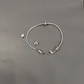 Detailed view of DIY stainless steel snake chain bracelet with screw end for charms - Snake Chain With 2 Position Beads (YB-985S) / 2mm x 15cm+5cm / Steel