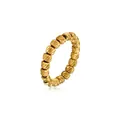 Close-up of gold-plated stainless steel elastic ring with textured beads detail. - Size 6 / Gold (JZ1221G)