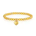 Dettaglio di bracciale con perline in acciaio inossidabile e ciondolo a cuore - Stile Cuore Giallo (YB-1198G-YEL)