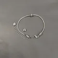 Detailed view of DIY stainless steel snake chain with threaded end and slider beads - Snake Chain With 2 Position Beads (YB-985S) / 2mm x 17cm+5cm / Steel