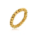 Close-up of a gold-plated stainless steel stretch ring with diagonal textured beads. - Size 8 / Gold (JZ1221G)