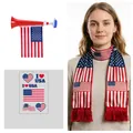 Detail view of 3-piece USA fan set including scarf, horn, and face stickers - USA Fan Set