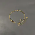 Dettaglio bracciale a catena serpente in acciaio inossidabile dorato 18k per DIY - Catena a Serpente Con 2 Perline di Posizione (YB-985G) / 2mm x 15cm+5cm / Oro