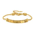 Goldene Schlangenkette Armband mit graviertem "know your why" Stab und Symbolperlen. - Know Your Why Stil (YB1223) / Gold (YB1223-G)