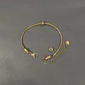 Dettaglio bracciale a maglia serpente in acciaio inox per perline fai-da-te - Catena a Serpente Con 2 Perline di Posizione (YB-985G) / 2mm x 17cm+5cm / Oro