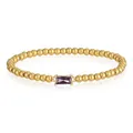 Nahaufnahme eines vergoldeten Perlenarmbands aus Edelstahl mit einem violetten Zirkon - Alexandrit-Stil (YB-1197-Juni)