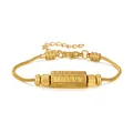 Detailansicht eines vergoldeten Schlangenkettendesigns aus Titanstahl mit Gravur - LUCKY/HAPPY Stil (YB1227) / Gold (YB1227-G)