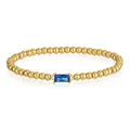 Detailansicht eines 18K vergoldeten Perlenarmbands mit blauem Zirkonstein - Tansanit-Stil (YB-1197-Dez)