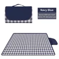 Navy blue checkered 150x100cm waterproof camping picnic mat with durable PVC backing - 150x100cm / Navy Blue
