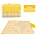 Waterproof foldable yellow and white checkered picnic mat with durable 600D Oxford fabric - 150x100cm / Yellow