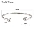 Detailed size measurements for stainless steel open cuff bracelet with ball ends - Unscrewed Ball Head DIY Open Bangle (YB-219S) / Inner Diameter 70mm / Steel