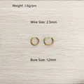 Détails des créoles en acier inoxydable doré de 12 mm avec spécifications. - Style Anneau Lisse (YE-662G-12mm)