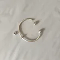 Detail of stainless steel open bangle with removable screw-on ball ends and beads. - Unscrewed Ball Head DIY Open Bangle (YB-1089S) / Inner Diameter 60mm (Including 2 Positioning Beads) / Steel