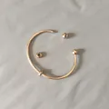 Close-up of rose gold titanium steel open bangle with detachable screw balls - Unscrewed Ball Head DIY Open Bangle (YB-1089RG) / Inner Diameter 70mm (With 2 Positioning Beads) / Rose Gold