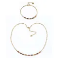 Elegant gold stainless steel necklace and bracelet set featuring tiger eye tube beads - Set Gold Tiger Eye (YN872-YB873-CFE-set)