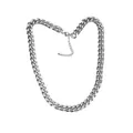 Detailed view of polished stainless steel Cuban link necklace with adjustable chain. - Necklace / Silver