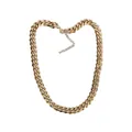 Vue détaillée d'un collier chaîne gourmette cubaine classique en acier doré - 11.8mm de Large (YN-834-G)