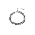 Silver-toned stainless steel Cuban NK flat chain bracelet featuring adjustable length link - Bracelet / Silver