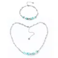Set collana e bracciale in acciaio inossidabile con pietre di turchese naturali e perle - Set (YN805-YB806-TUQ-set)
