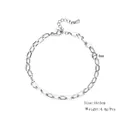 Detailed view of a 4mm stainless steel oval link chain bracelet showing size and weight - Oval Link Cross Chain Lobster Clasp Style (YB781-S) / 4mm Width 16+3cm Length / Silver (YB781-S)