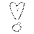 Industrial style black stainless steel chunky link necklace and bracelet jewelry set - Set (YB639-YN650-BLK-set)