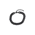 Close-up of black plated stainless steel Cuban chain bracelet with adjustable link - Bracelet / Black