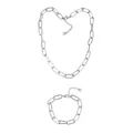 High-quality silver stainless steel paperclip chain necklace and bracelet jewelry set - Set (YB639-YN650-S-set)